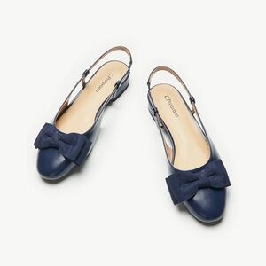 C. Paravano Navy Bow Slingback Mary Jane Ballet Flats Size 42